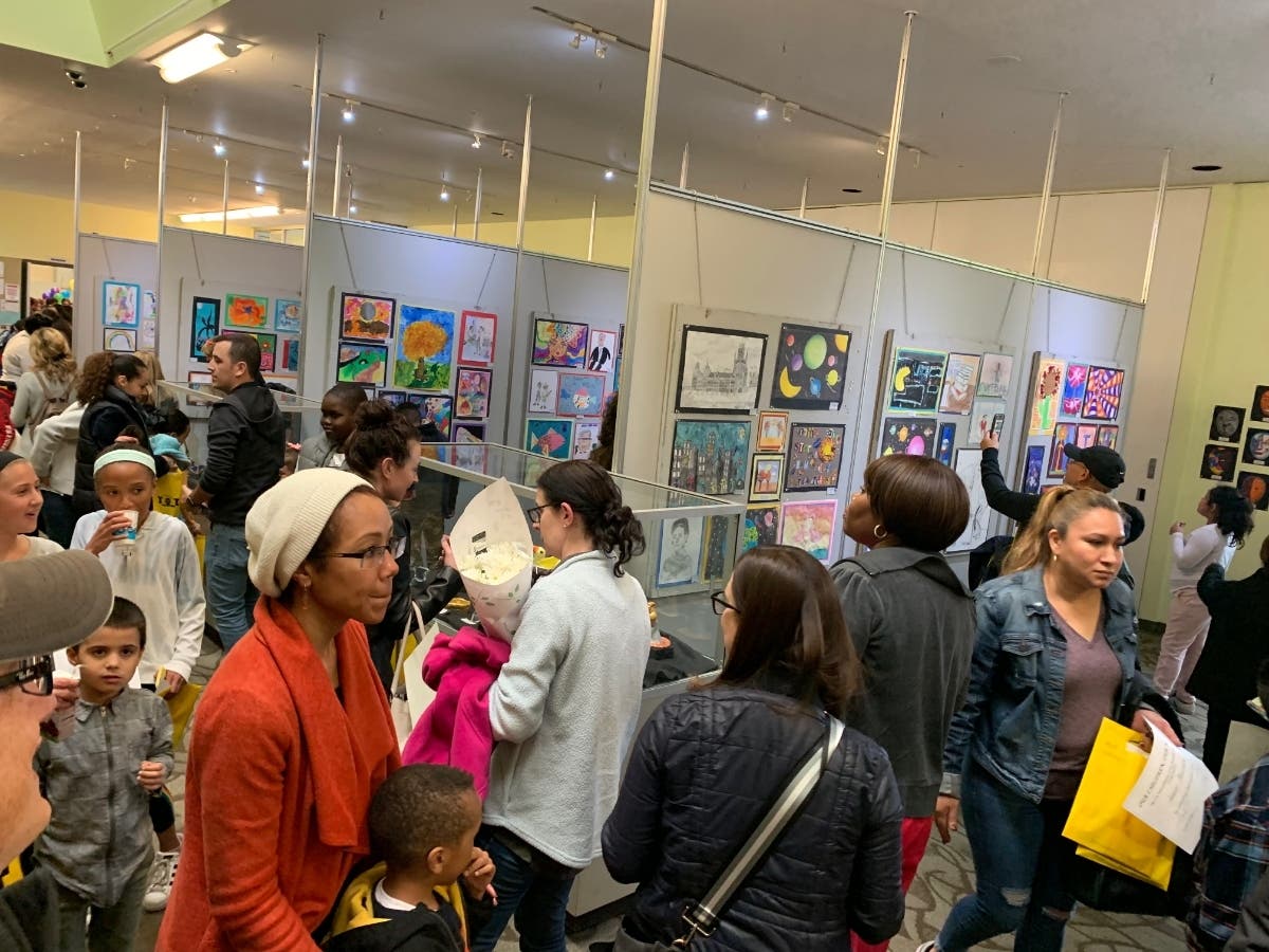 An exhibit of artwork by New Rochelle elementary school students opened recently at the public library.