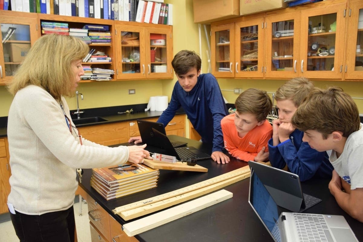 Bronxville Middle School eighth grade students learned about simple machines before building their own original devices.