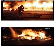 A massive fire destroyed a used car dealership which was being used for filming an HBO miniseries.