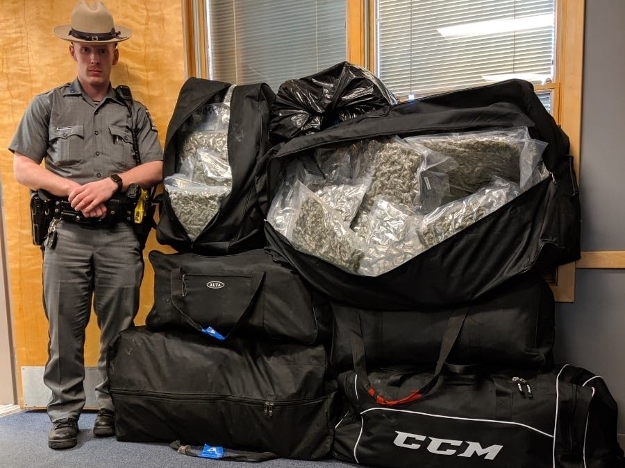 More than 200 pounds of marijuana were seized after a Thruway traffic stop.