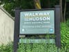 The sign for the Walkway Over the Hudson at the Washington Street staircase.