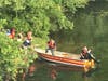 Members of the marine unit of the Golden's Bridge Fire Department launch their rescue boat into the Muscoot Reservoir.