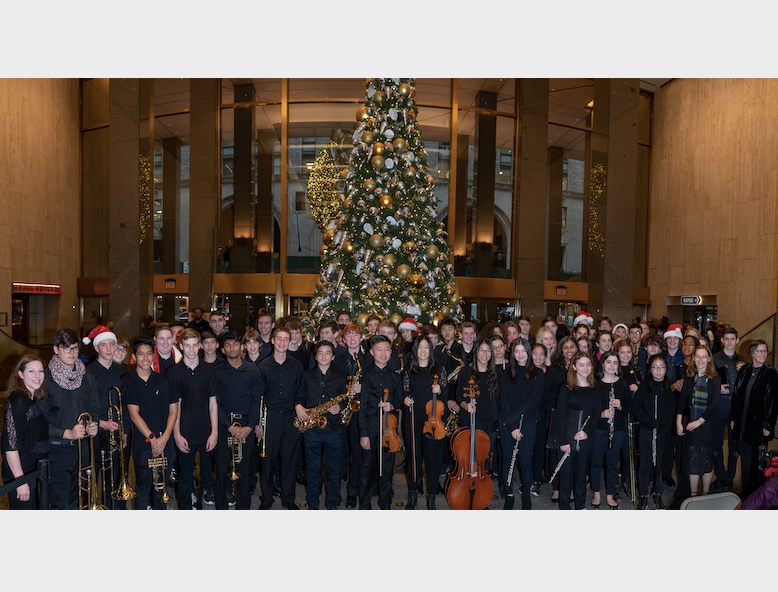 The Irvington High School Wind Ensemble and Chorale performed in the main lobby of the MetLife Building in New York City Dec. 10. 