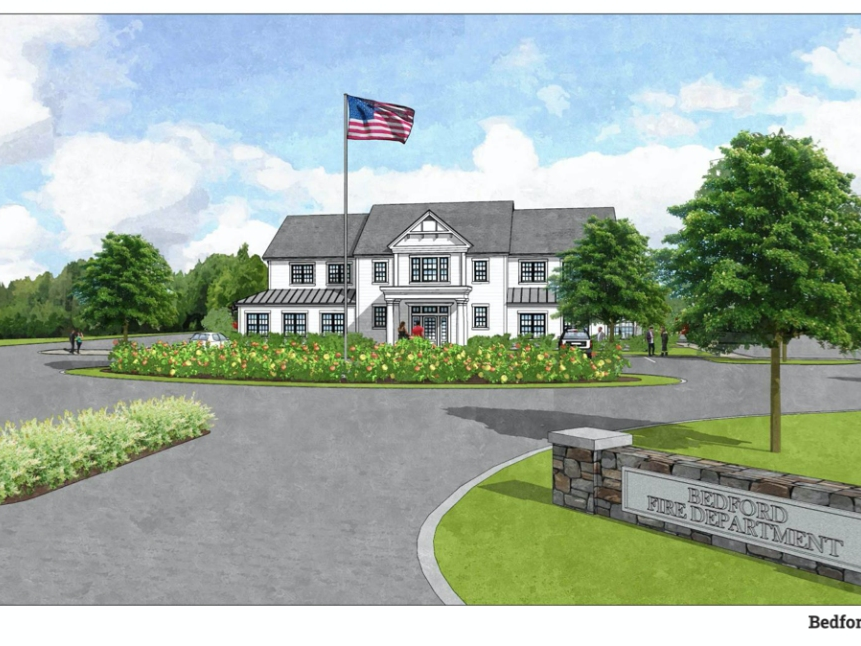 A rendering of the Bedford Village Fire District proposed firehouse.