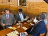 County and local officials had lunch at a kosher restaurant in New Rochelle to show solidarity to the community in the wake of several recently announced cases of the new coronavirus.