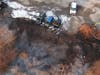 A photo taken from the NYSP's Unmanned Aerial System shows damage caused by fire on Breakneck Mountain.
