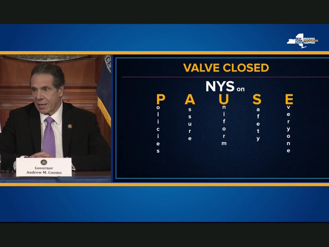 The governor ordered that all nonessential workers in the state stay home effective 8 p.m. Sunday.