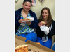 Staff at Blythedale Children’s Hospital received free pizza courtesy a former president and a former secretary of state.