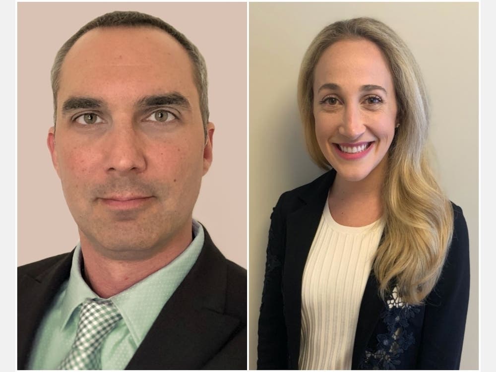 Left, John Buonamano was appointed as director of physical education, health and athletics. Right, Liza Greenspan was appointed assistant principal at Dows Lane Elementary School.