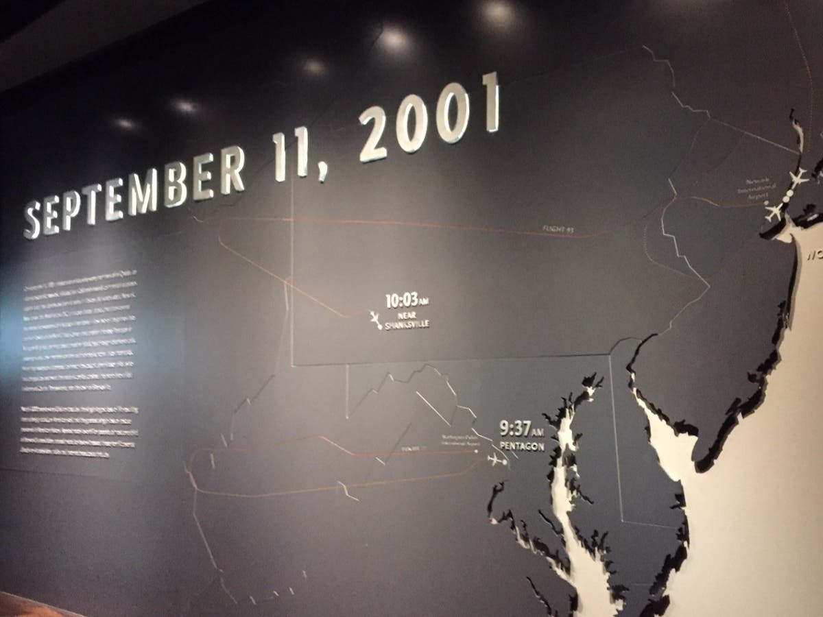 A display at the National September 11 Memorial & Museum shows where the attacks took place.