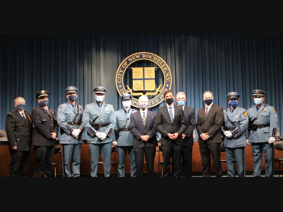 The New Rochelle Police Department held a promotions ceremony at City Hall Wednesday.