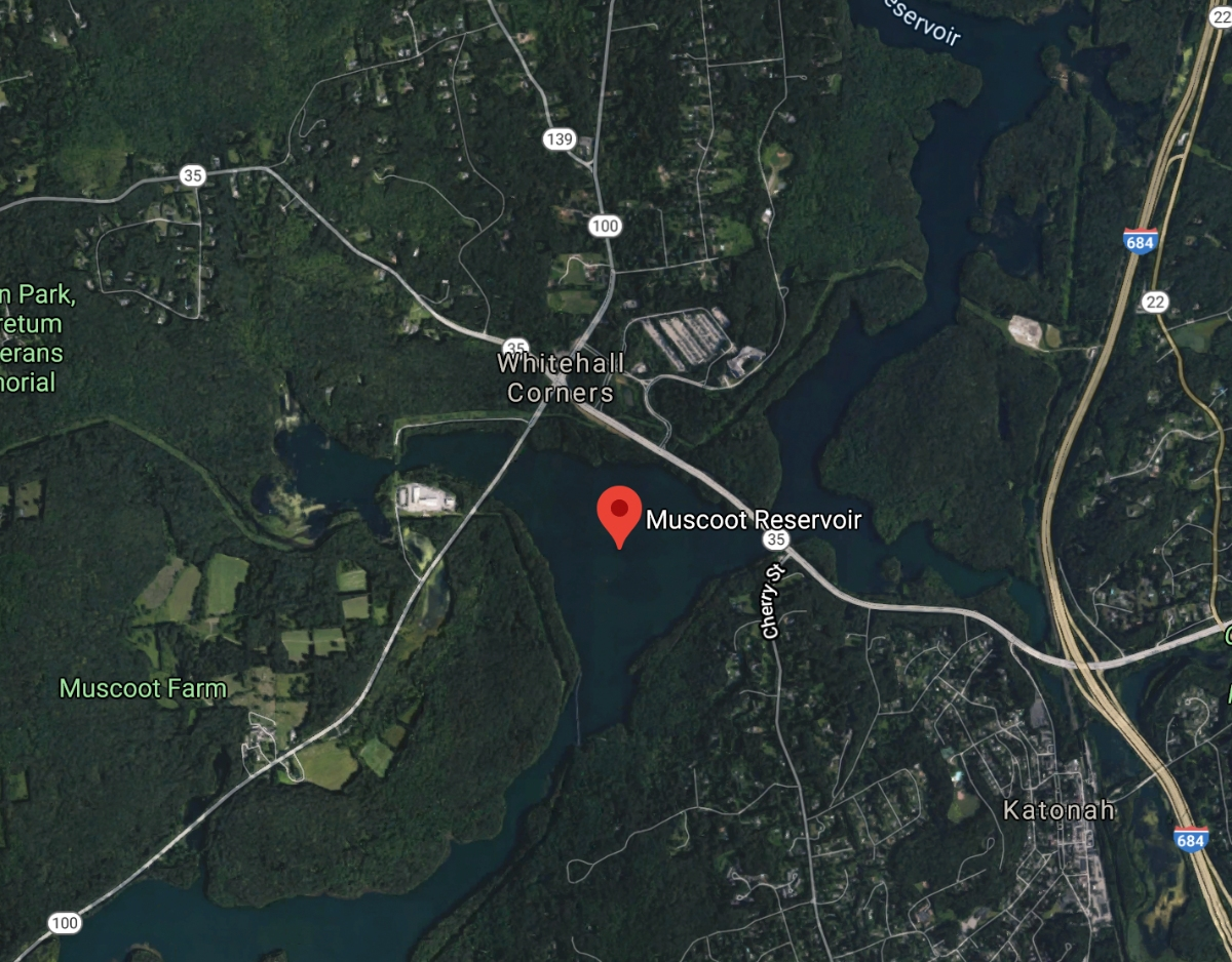 Human remains were found in a car submerged in Muscoot Reservoir.