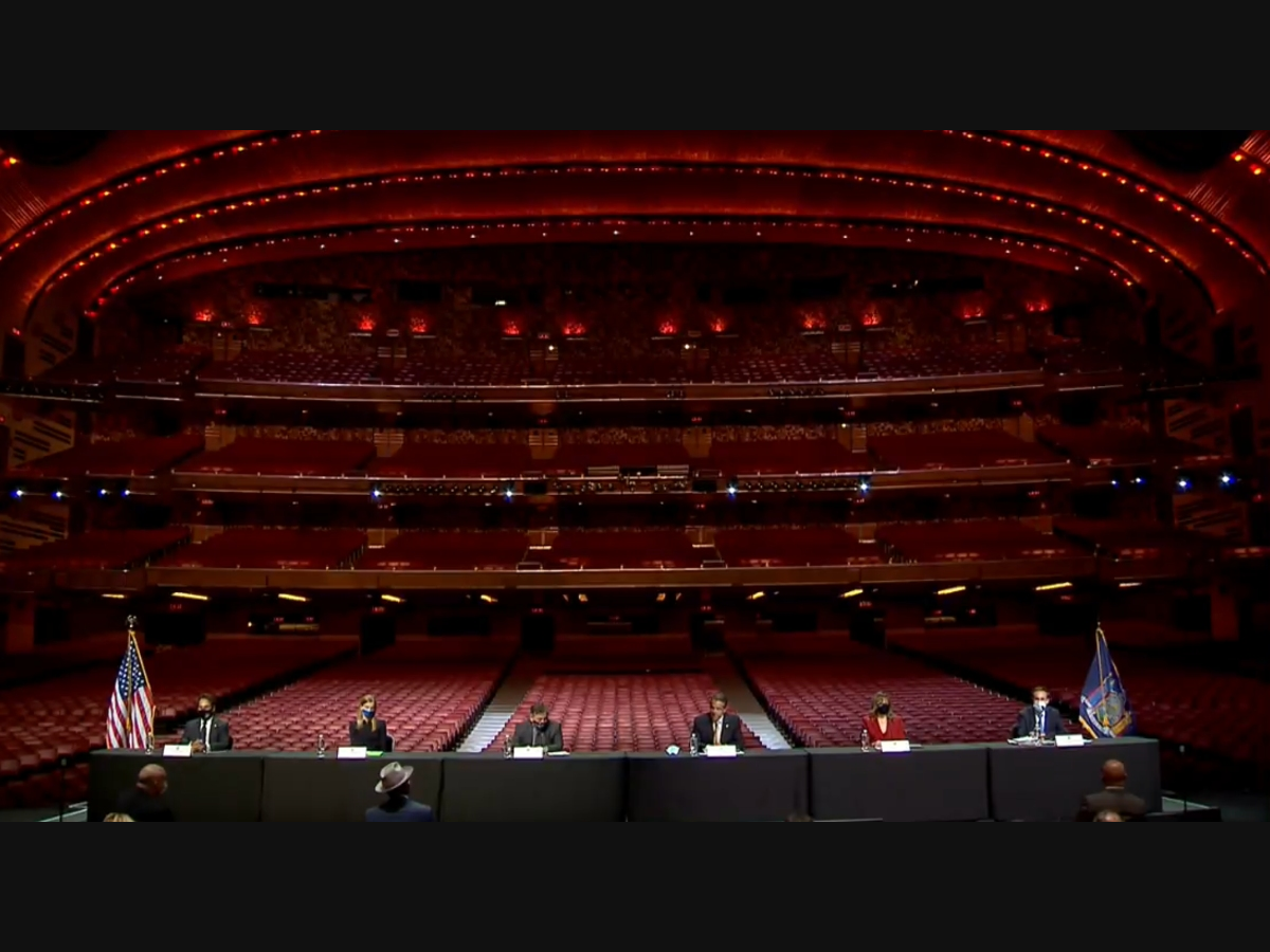 Gov. Andrew Cuomo announced the state would lift its mask mandate, effective Wednesday, during a news conference at Radio City Music Hall.