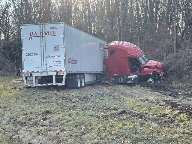 A crash on the Thruway involved a tractor-trailer and three passenger vehicles Monday.