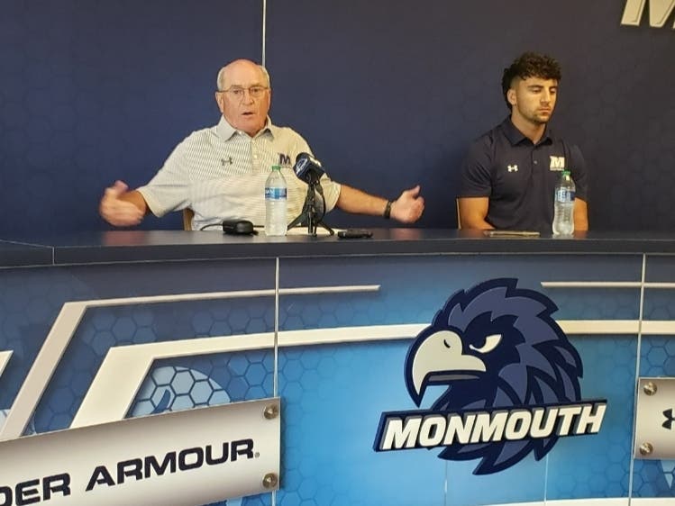 Monmouth Head Coach Kevin Callahan and quarterback Tony Muskett
