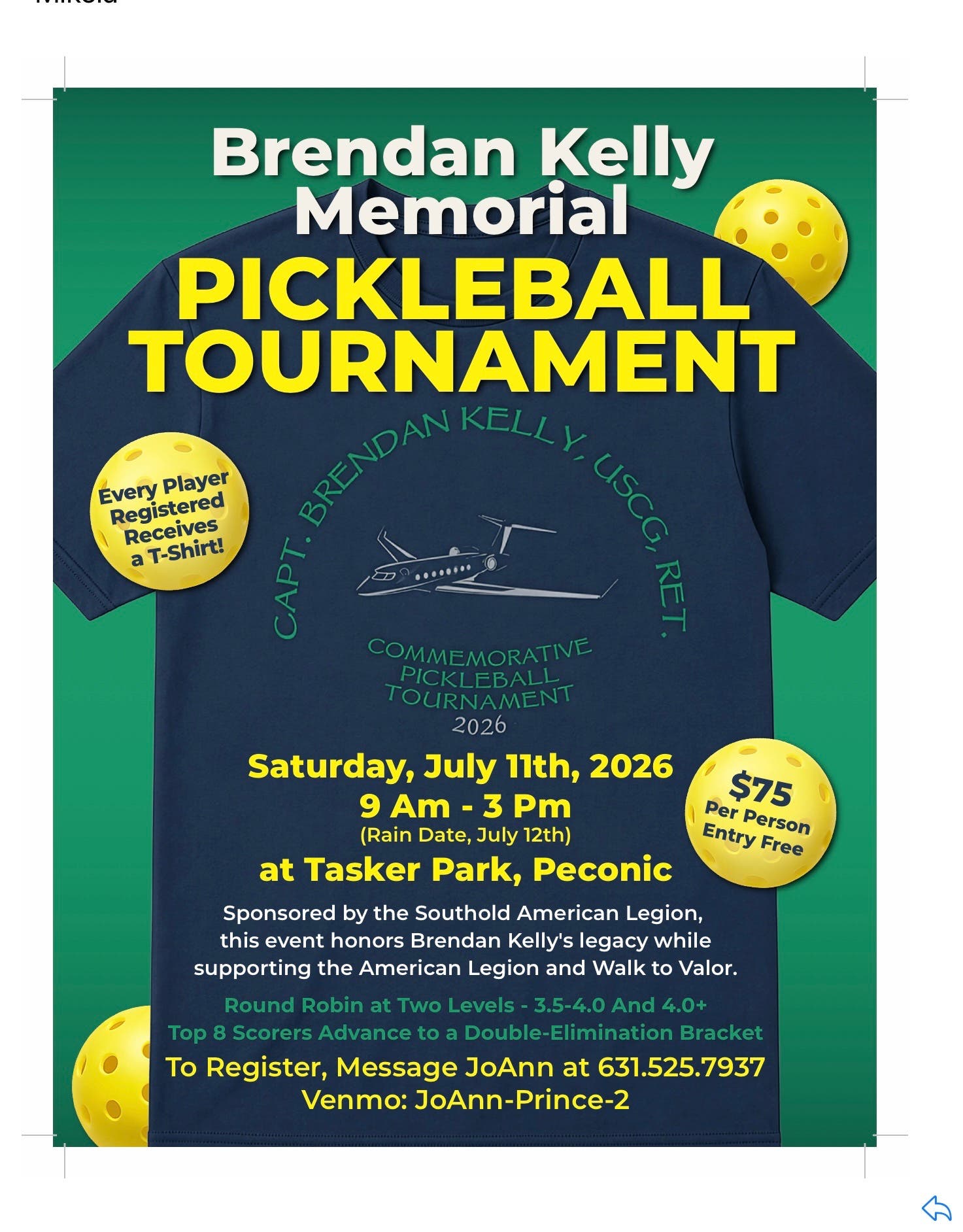 Brendan Kelly Memorial Pickleball Tournament