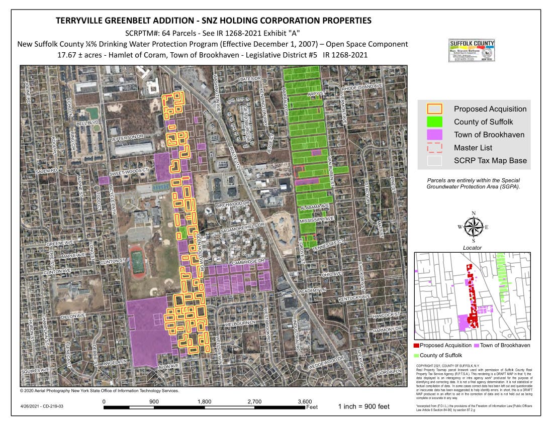 Suffolk County Planning Division's Map of the Terryville Greenbelt Acquisition Area