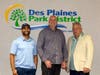 (L-R) Eli Williams, Don Miletic and Donald J. Rosedale, the re-elected Des Plaines Park Board Commissioners, at the May 16, 2023 meeting.