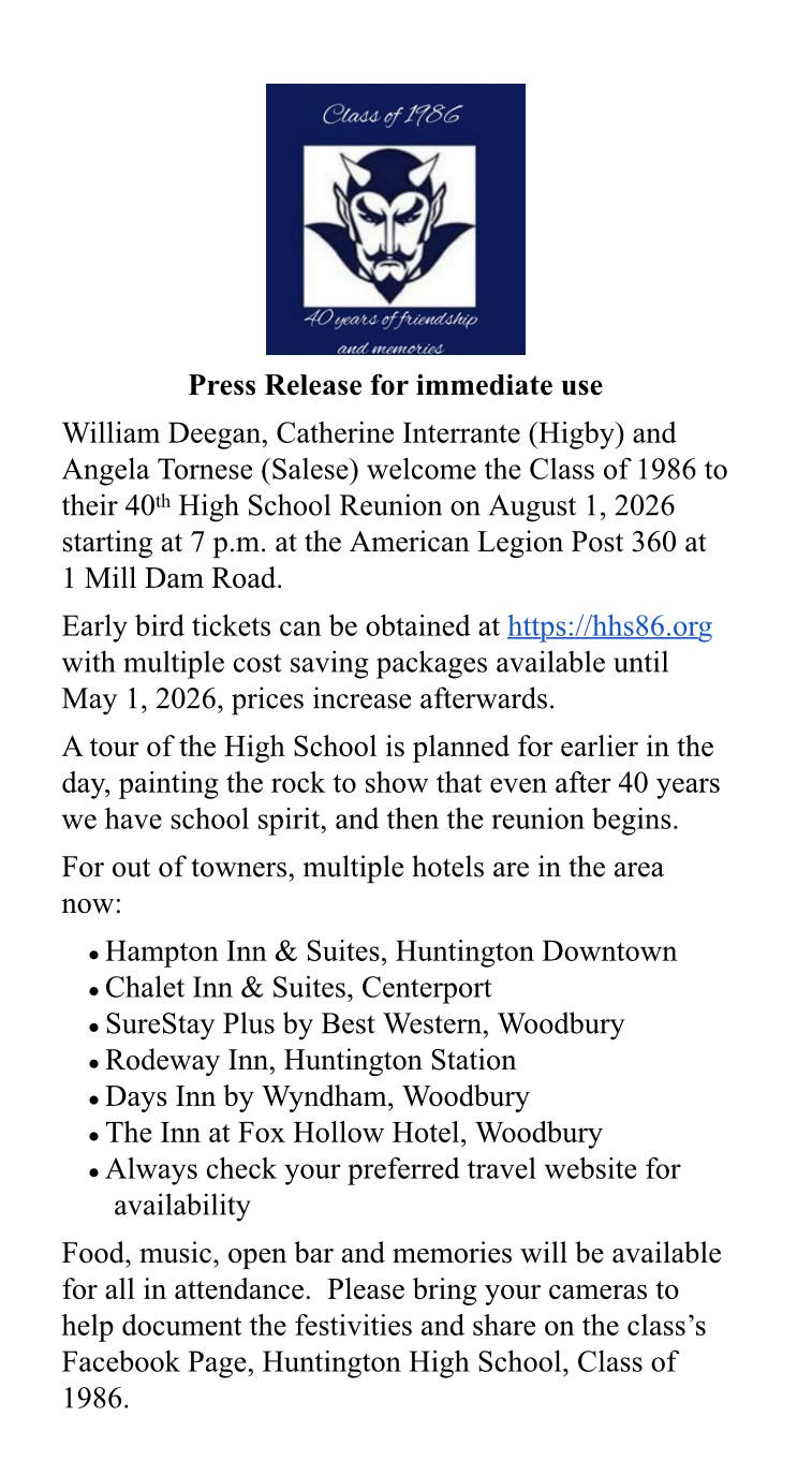 Class of 1986 - 40th High School Reunion