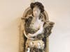portion of "Girl With Rooster", stoneware, stains