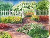 from "Prescott Park Gardens," watercolor by Joanne Ravgiala