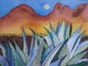 "Cactus Mountain Moon" watercolor by Nancy Reiss