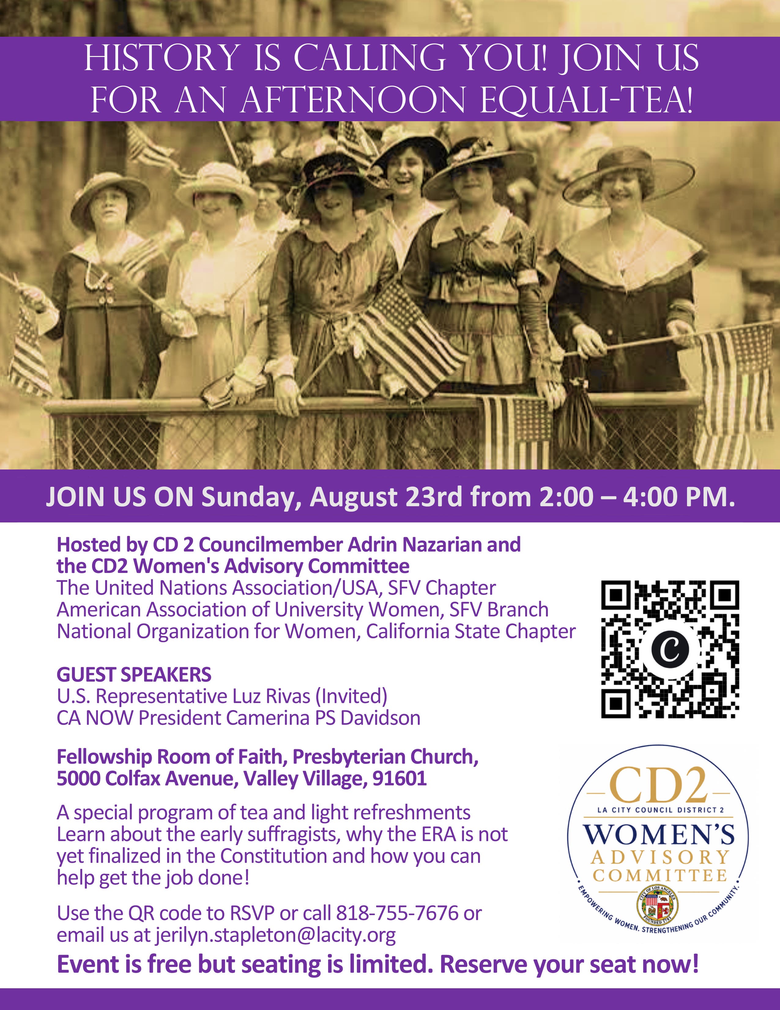 August 23rd's "Equali-TEA" Serves Tea and Timely Update on Women's Vote