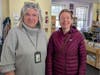 Librarian Susan Moorhead with artist Nicky Serrano