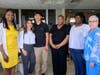 NRCCS Vice President Lisa Burton (left) and President Karenann Carty (right) with the Scholarship winners.