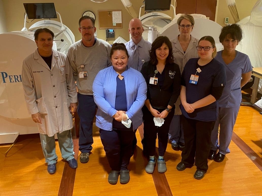 Members of the Center’s team include: front row, from left: Xochitl Martinez, Kate Stevens and Michelle Conley. Back row: Vinayak Dongre, M.D., Mike Fogie, Dave Zanghi, Sandi Jiongco and Jennifer Hoffman.
