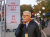 Joe Dant, President, Edward Hospital & South Institutes, NorthShore – Edward-Elmhurst Health, delivers pre-races comments to runners, volunteers and spectators at the Healthy Driven Naperville Half Marathon & 5K on Oct. 16.