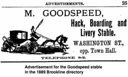 BROOKLINE HISTORY: Goodspeed's Livery Stable, Washington Street ...