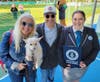 WGN Radio "Pet World" host Steve Dale, who served as emcee last September for the record-breaking bid, is flanked by his wife and dog, and Guinness World Records adjudicator Claire Elise Stephens. Later, Hazel was married on stage as part of the ceremony.
