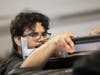 NIU mechanical engineering student Salomon Ramos works on the ICECHIP project last Friday. Contributing to the world’s largest ever coordinated effort to study hail, he's on the team that is simulating the force impacts of hail.