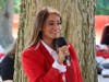 Divya Behl speaks on October 4th at the engineering tent during NIU Homecoming, when the inaugural CEET Hall of Fame class was announced. In addition to her father, the other inductees were founding Dean Romualdas "Rom" Kasuba and alumnus Joe Sener.