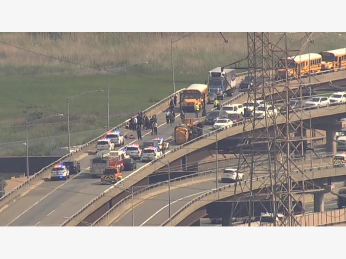School Bus Overturns On NJ Turnpike: 4 Kids, 1 Adult Hospitalized ...