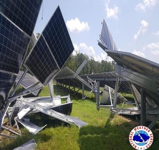 One tornado damaged solar panels in New Jersey.