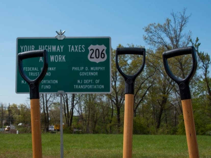 NJ officials participate in the Groundbreaking Ceremony for the Route 206 Doctors Way to Valley Road Project on April 27, 2021.
