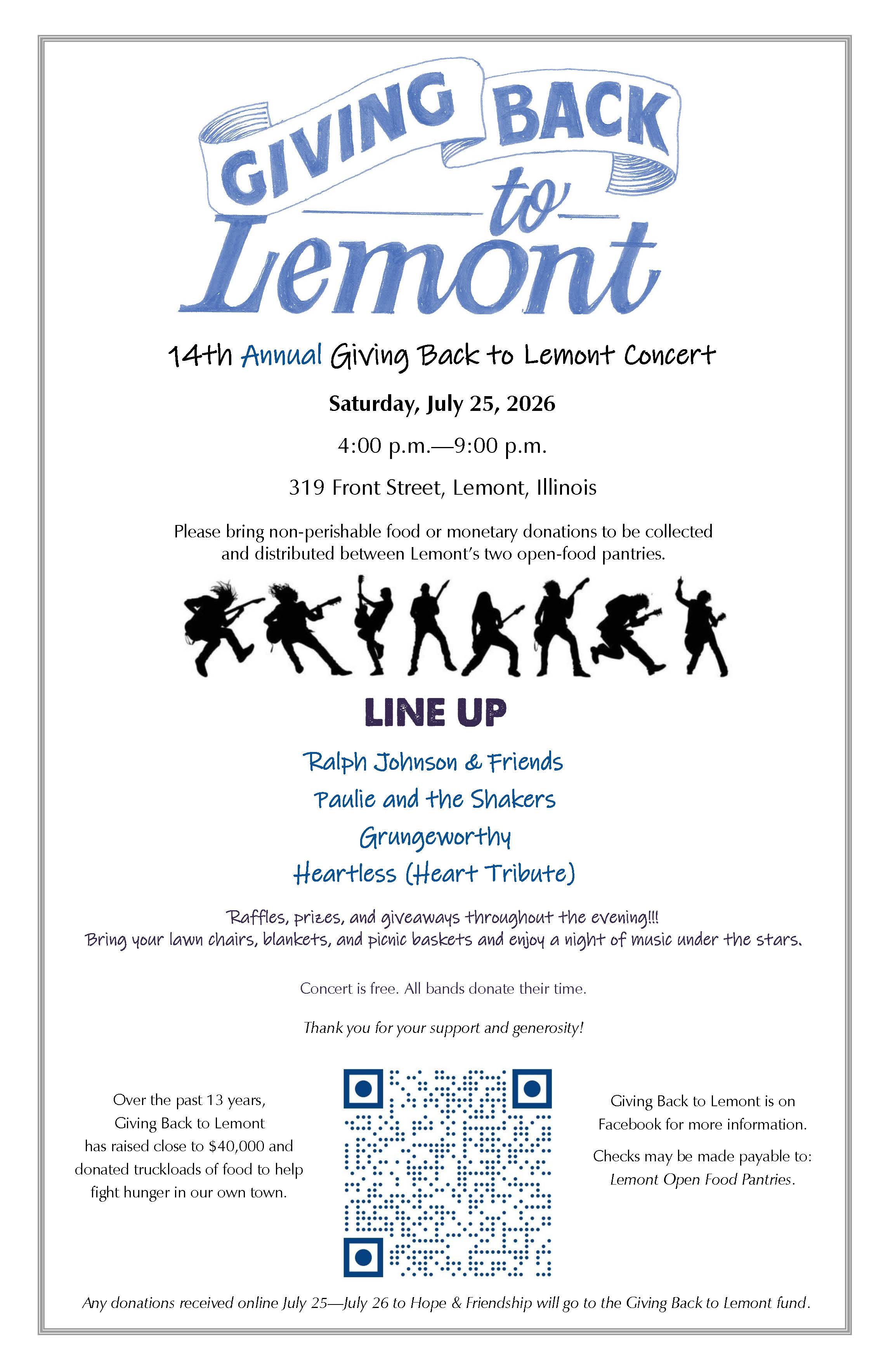 Giving Back to Lemont Concert Event Year #14