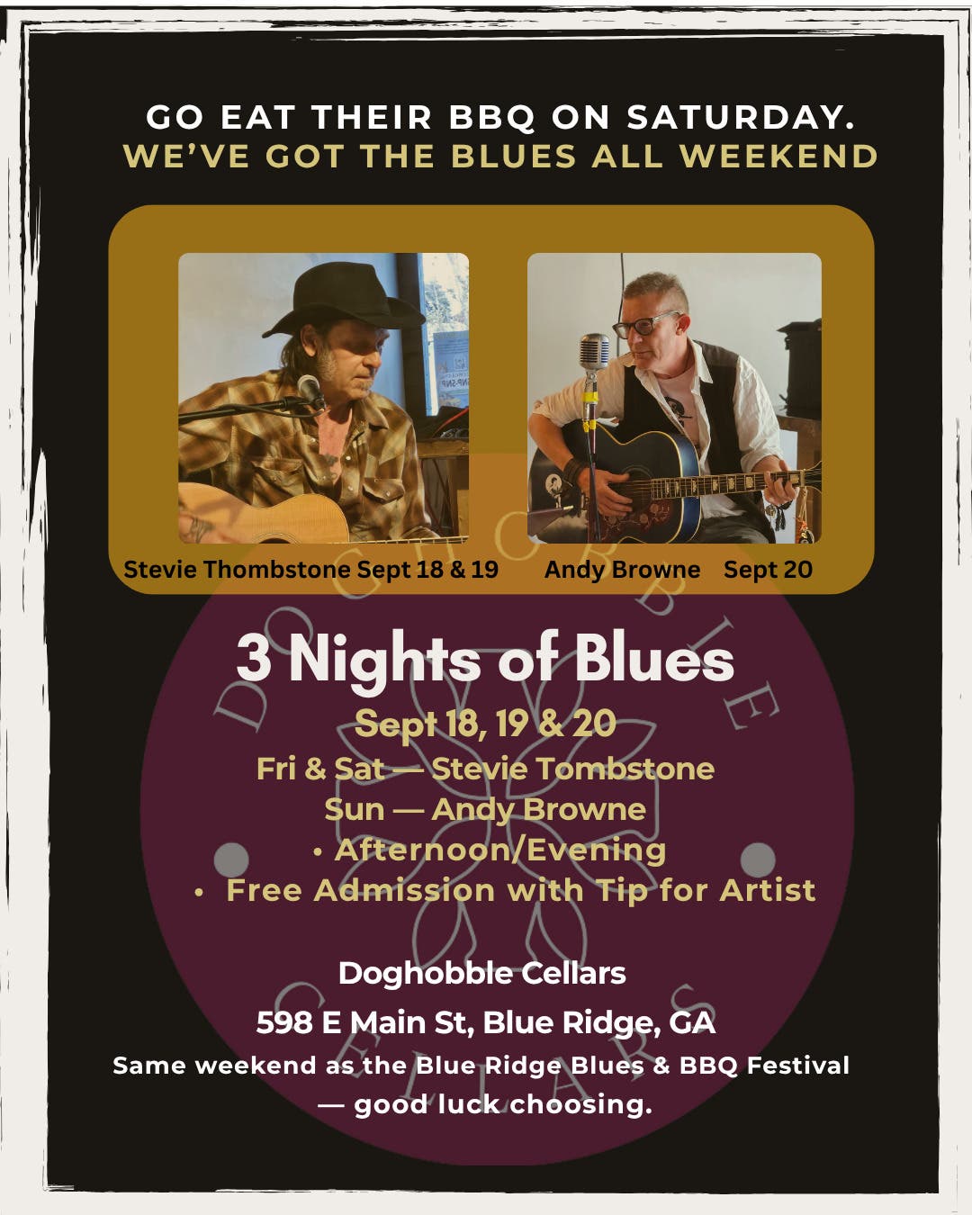 Blues ALL WEEKEND at Doghobble Cellars