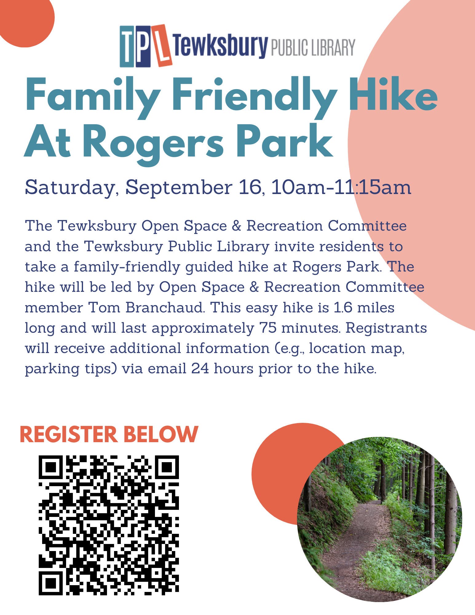 Sep 16 FamilyFriendly Hike At Rogers Park Tewksbury, MA Patch