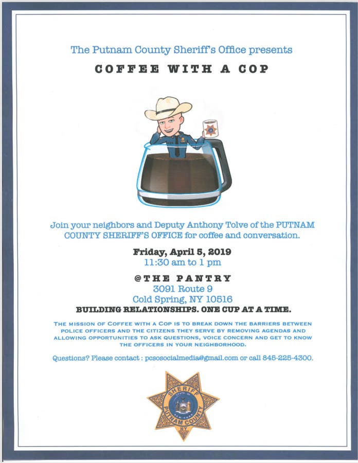Coffee With A Cop events scheduled for Mahopac and Cold Spring.