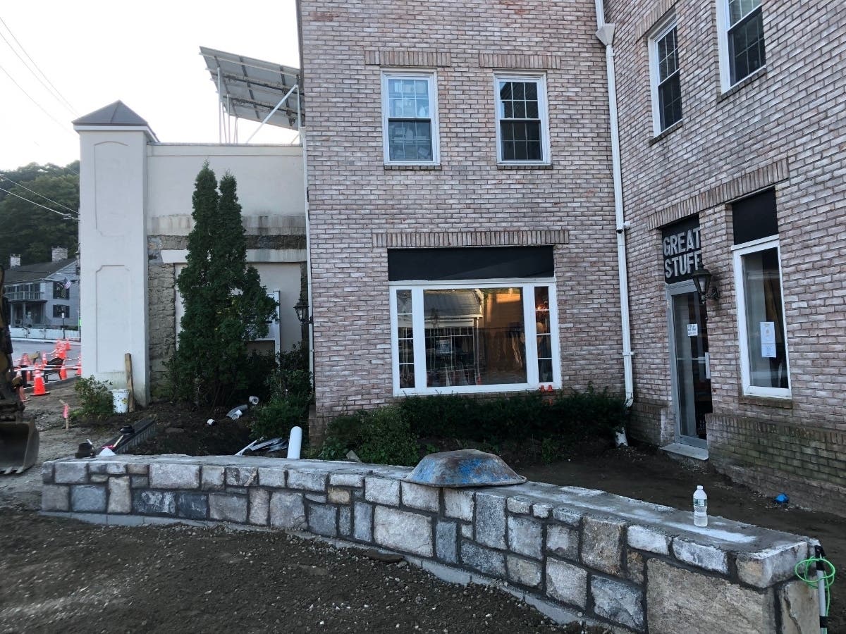the new sitting wall on South Greeley Avenue