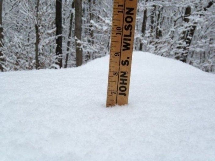 Some snow accumulations were measured Monday afternoon.