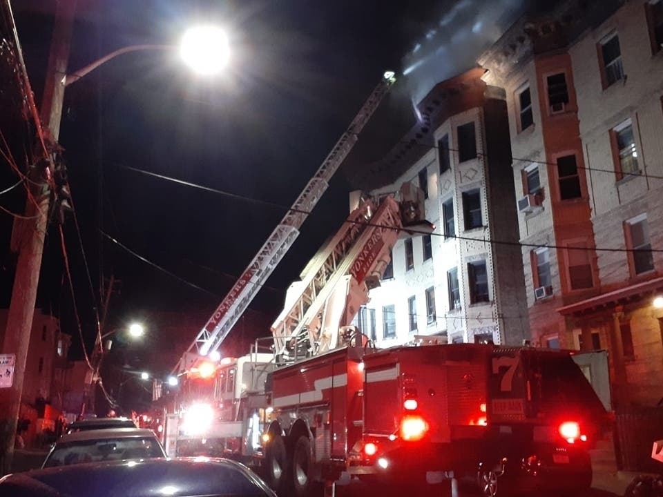 One person died and several were injured in a Sunday evening blaze that displaced six families in Yonkers. 