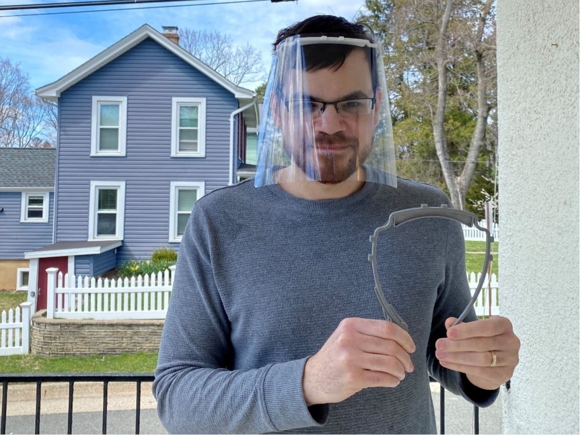 A professor at Manhattanville College whose mom is a nurse in a COVID-19 ward is churning out plastic face shields using 3D printers in the school's new "fab lab."