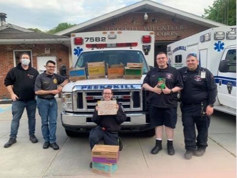 Peekskill Girl Scout Troop 1549 donated cookies and chocolate to the Volunteer Ambulance Corps.