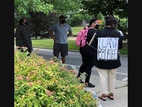 Marchers gathered at the Katonah Library before a Black Lives Matter March June 19, 2020.