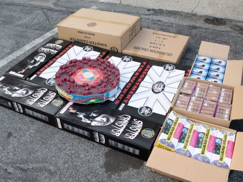 Yonkers police arrested a man selling illegal fireworks from the trunk of his car.