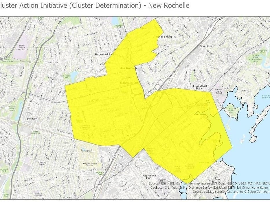 A portion of New Rochelle was designated a yellow zone due to high coronavirus rates. 